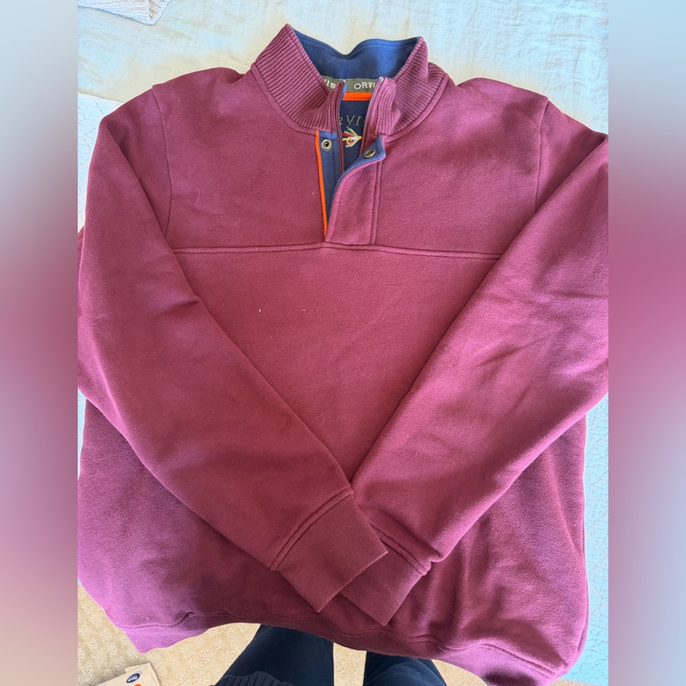 Orvis Burgundy and Navy Quarter-Zip Pullover